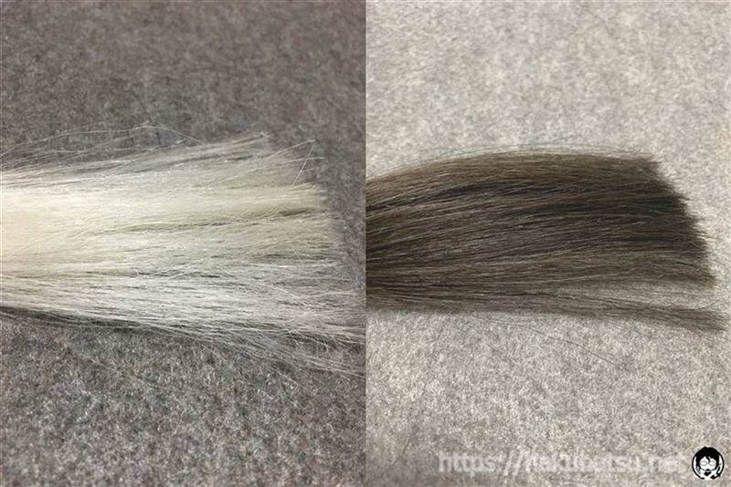 ビゲン 香りのヘアカラー 4A　白髪との比較