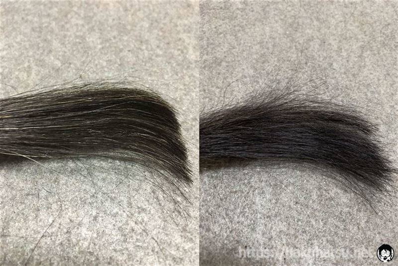 アンナドンナ ドルチェスパイス ヘアカラー(白髪用)グレーを黒髪+白髪10％に染めた色比較