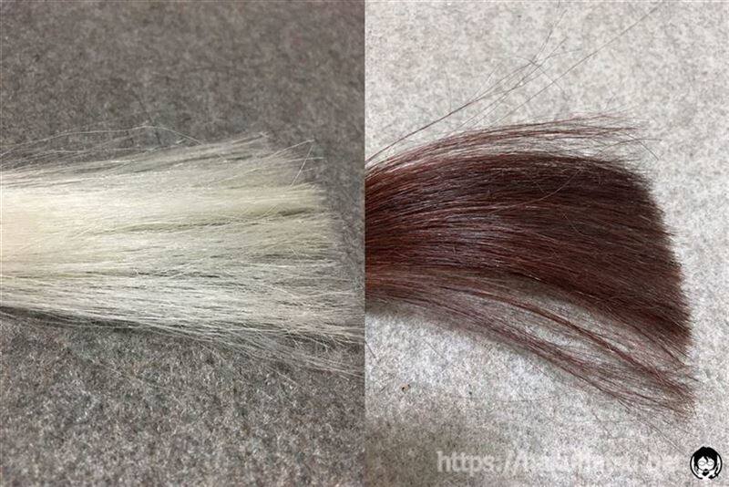 アンナドンナ ドルチェスパイス ヘアカラー(白髪用)レッドと白髪の色比較