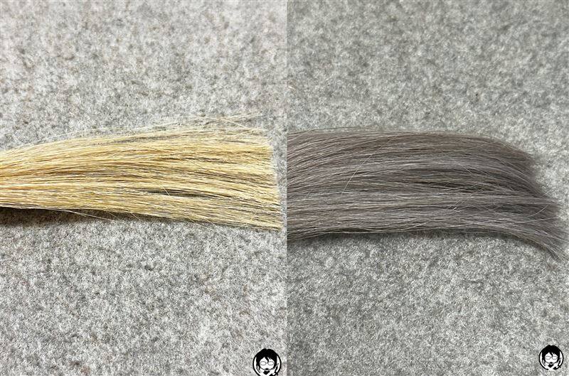 got2b（ゴットゥービー）カラークリーム　グラニーシルバーと金髪の色の比較