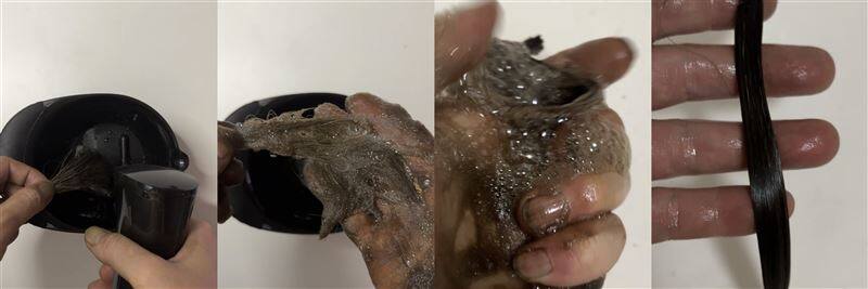 利尻炭酸カラーシャンプー　「ダークブラウン」4回目の過程