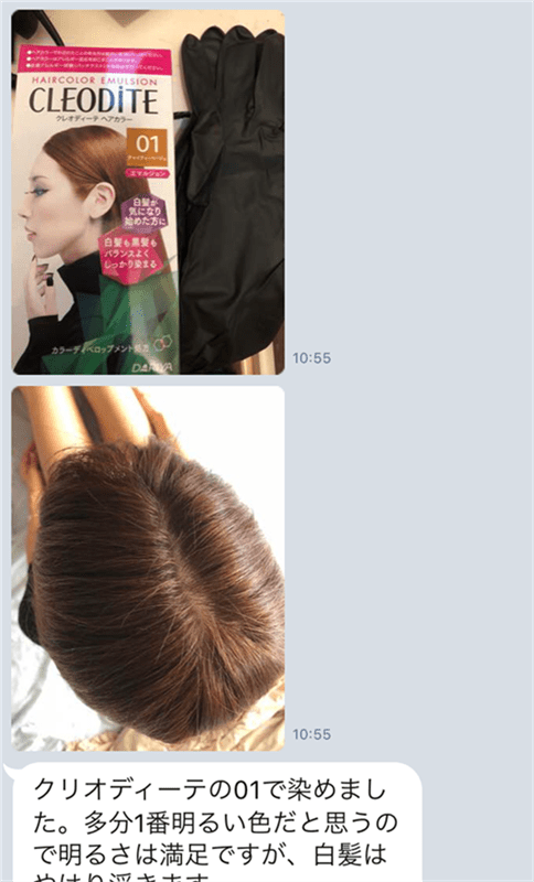 クレオディーテヘアカラーエマルジョンのLINE相談