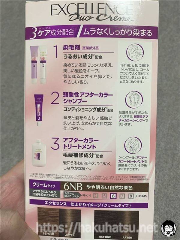ロレアルパリエクセランス体験　裏面３ステップ