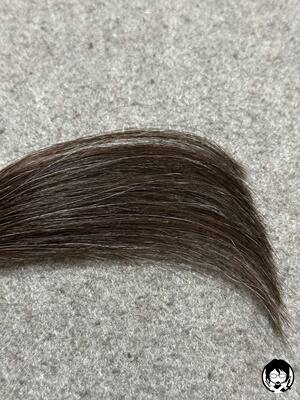 サイオス イルーセントミルキーヘアカラー ヌードグレージュを黒髪+白髪10%に染めた髪色