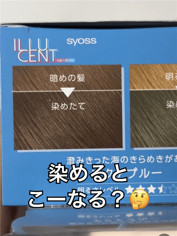 サイオスイルーセントアクアブルー茶髪を染めた色の解説