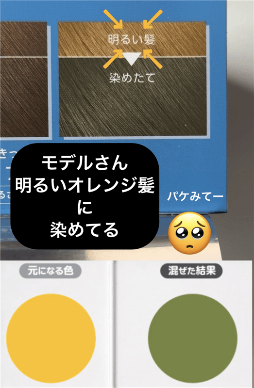 サイオスイルーセントアクアブルー　オレンジ髪の金髪を染めた色の解説
