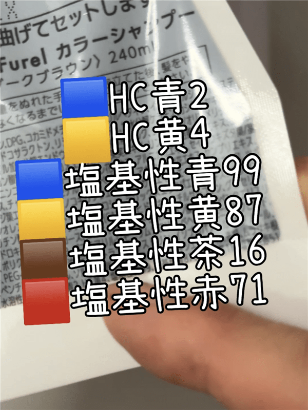 RISHIRIA Furel（リシリアフレル）カラーシャンプー体験レビューパウチ裏面成分表示