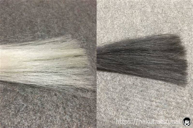 ブローネ ルミエスト ヘアカラー 2A スタイリッシュアッシュを白髪に染めた色の比較