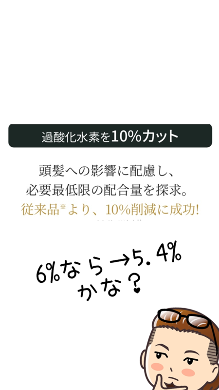過酸化水素10%カット 6%なら5.4%かな？