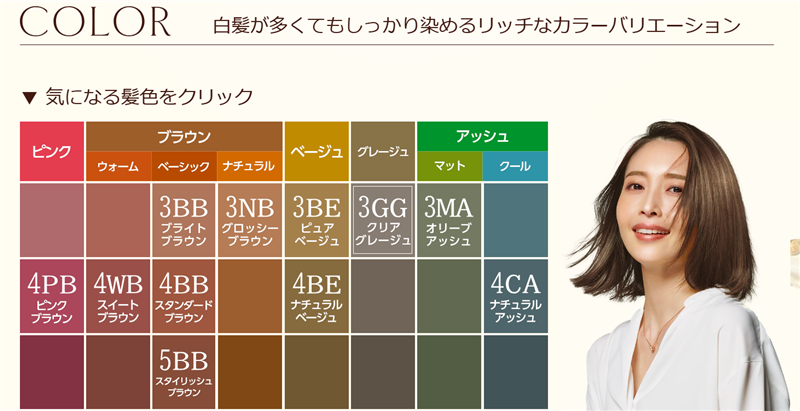 公式サイト白髪が多くても表記