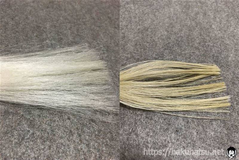 アンナドンナ ドルチェスパイス ヘアカラー(白髪用)ベージュカラートリートメントを白髪に染めた色
