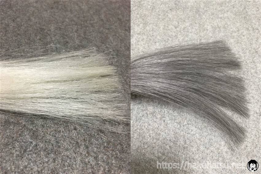 メンズビゲン カラーリンスナチュラルブラックを白髪に染めた色